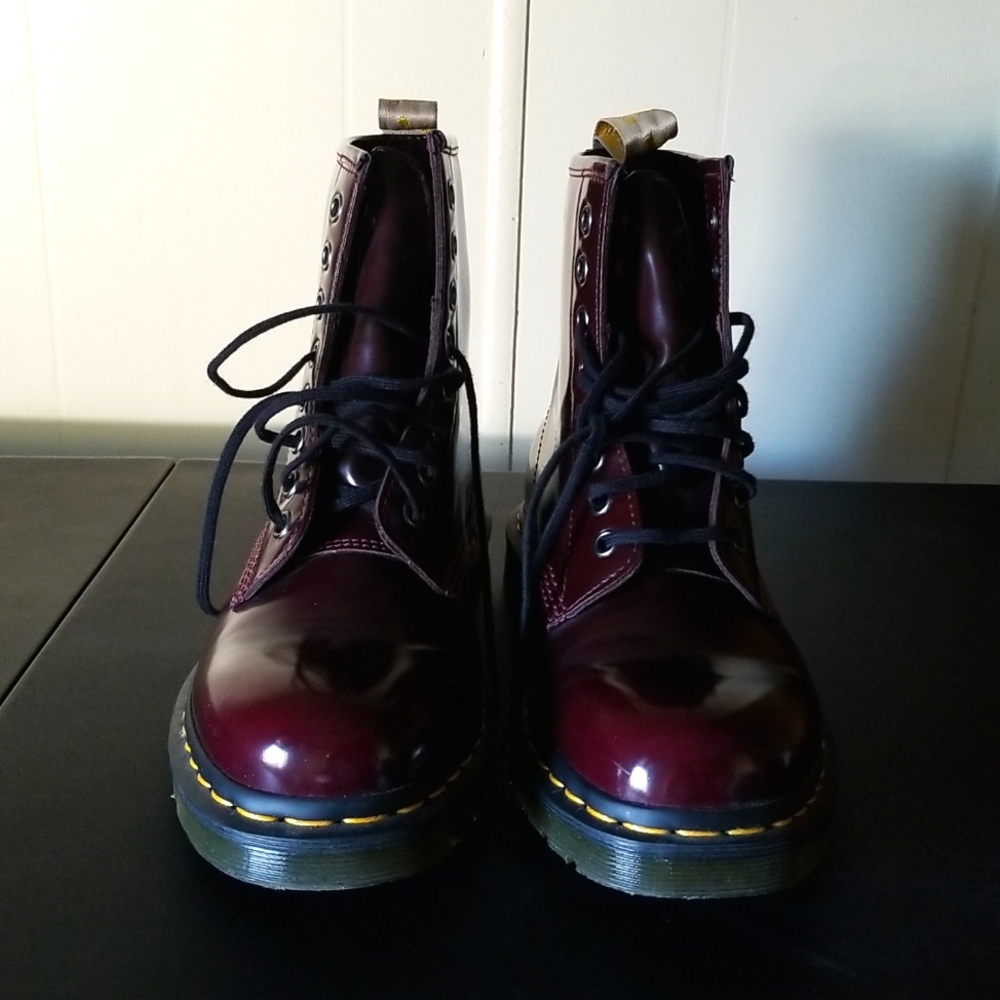 Dr. Martens Cherry Red Vegan Boots